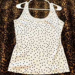 Polka dot laced tank top